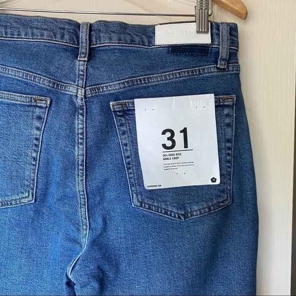 Re/Done Jeans 90s HR Ankle Crop Button Fly Seventies AF 31 NWT - Picture 6 of 7